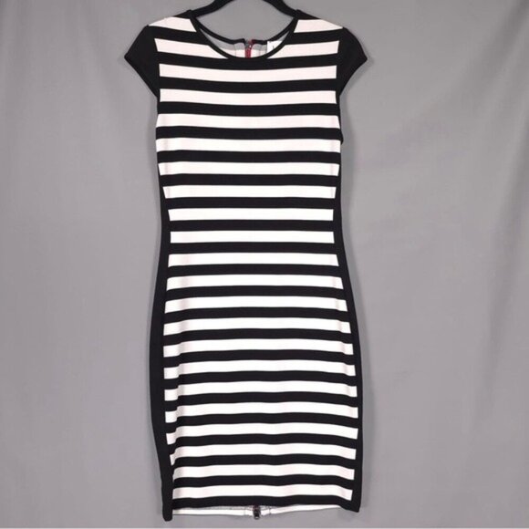 Joseph Ribkoff Dresses & Skirts - Joseph Ribkoff Sheath Dress Size 4 Striped Bodycon Black White Style 161916